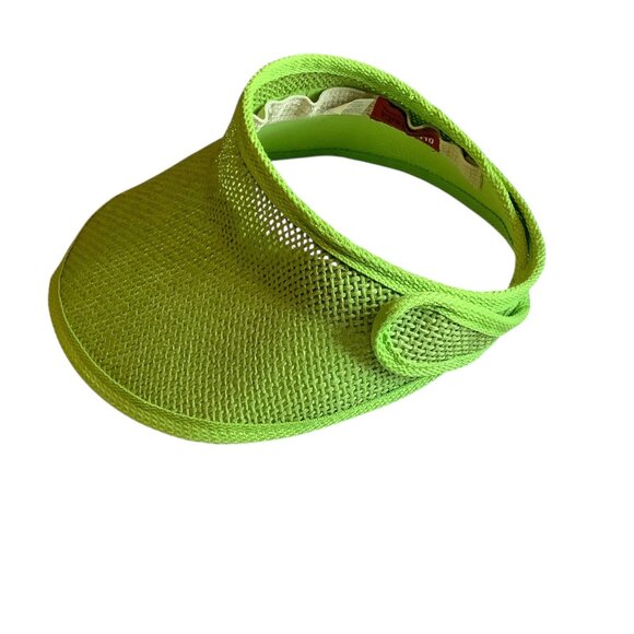 Olé America Green Woven Sun Visor Hat 100% Natural Fiber Hook Loop Close Travel - Picture 2 of 4